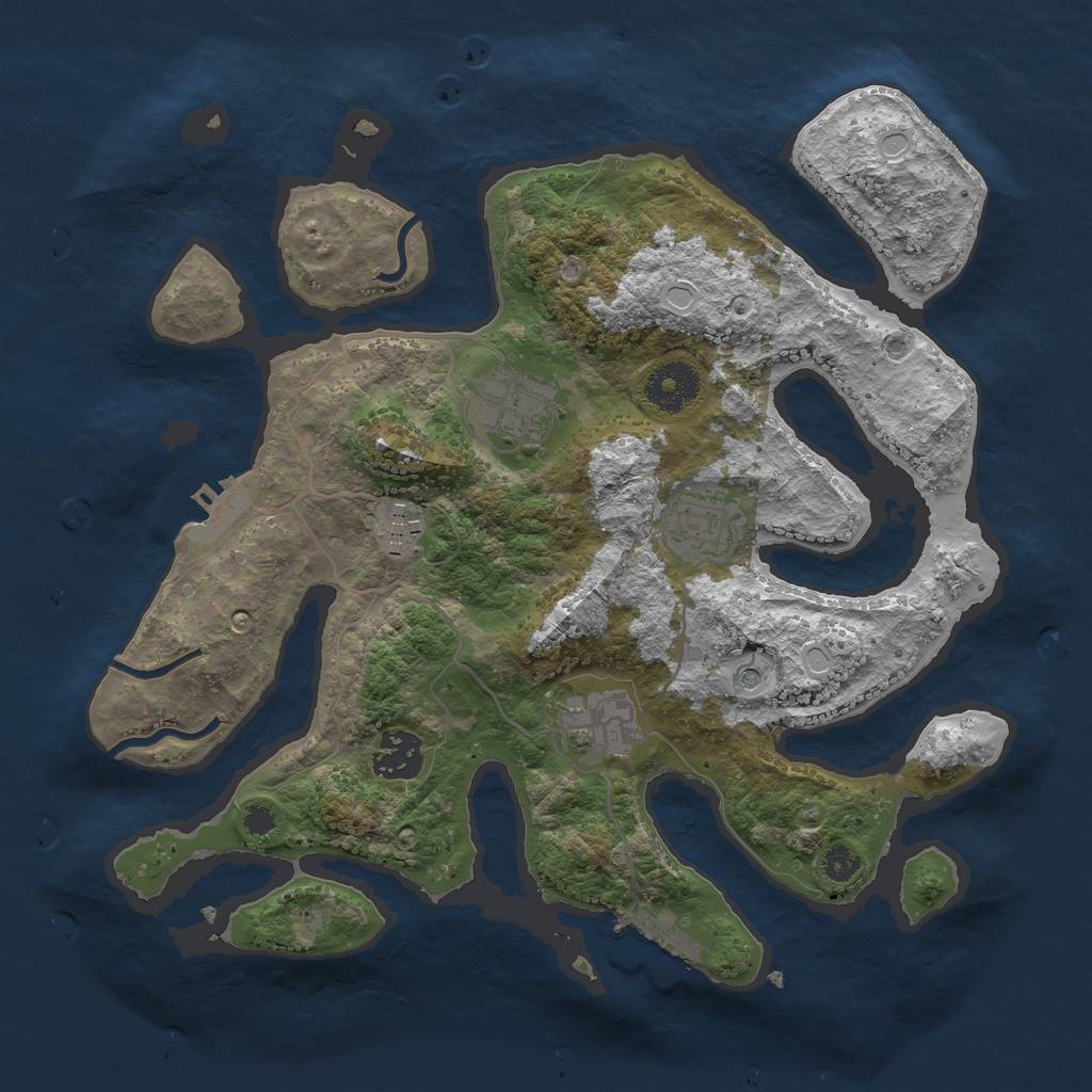 Rust Map: Procedural Map, Size: 3200, Seed: 4545235, 13 Monuments