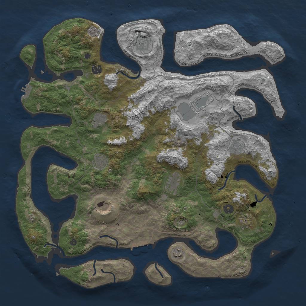 Rust Map: Procedural Map, Size: 4500, Seed: 1712835615, 19 Monuments