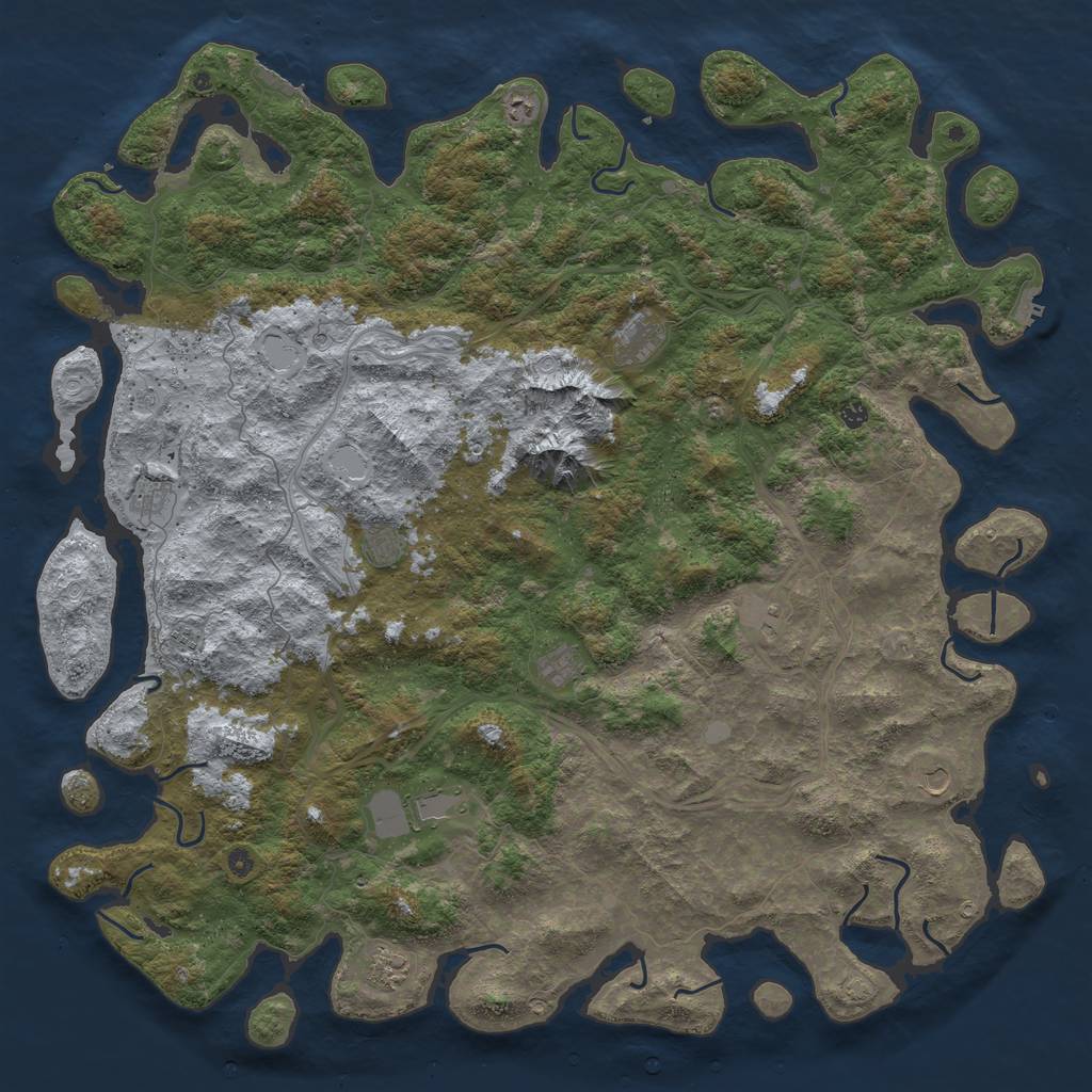 Rust Map: Procedural Map, Size: 6000, Seed: 141374651, 19 Monuments