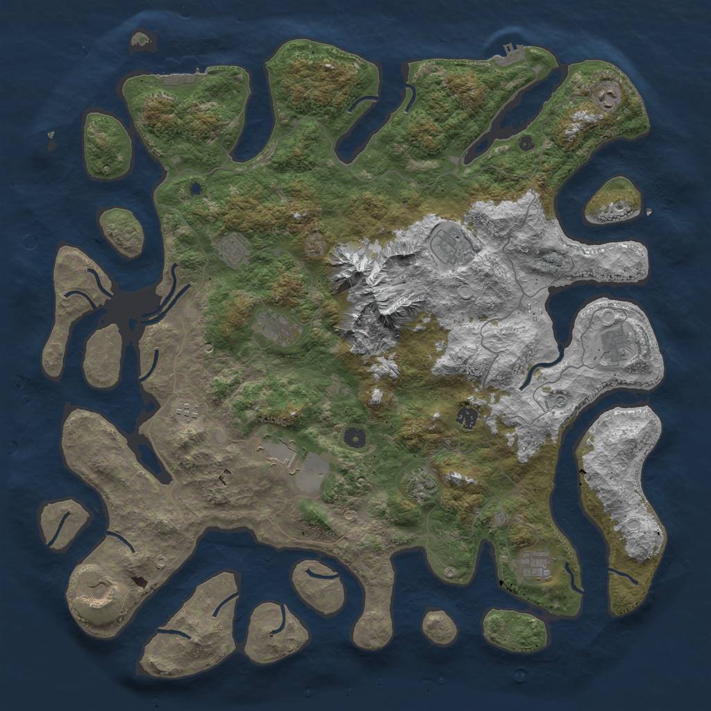 Rust Map: Procedural Map, Size: 5000, Seed: 50505050, 19 Monuments