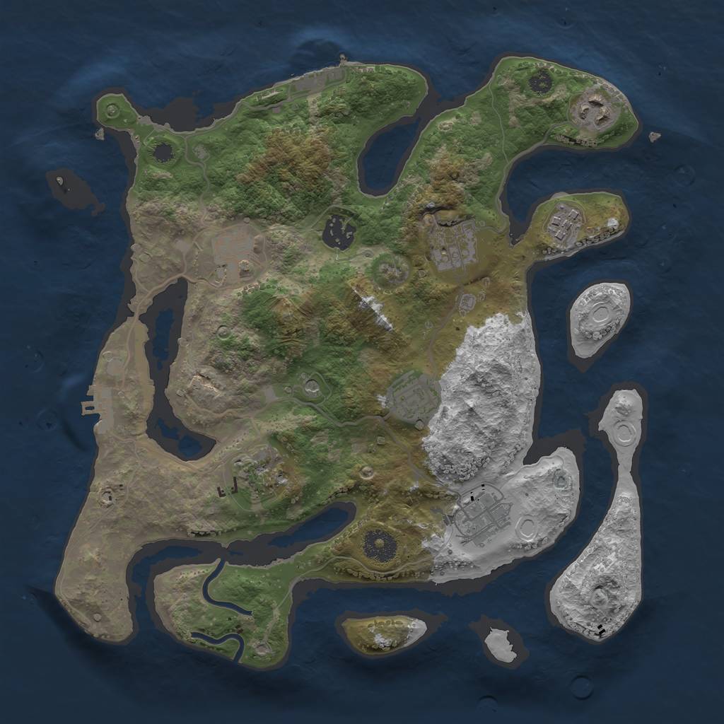 Rust Map: Procedural Map, Size: 3270, Seed: 12878, 16 Monuments