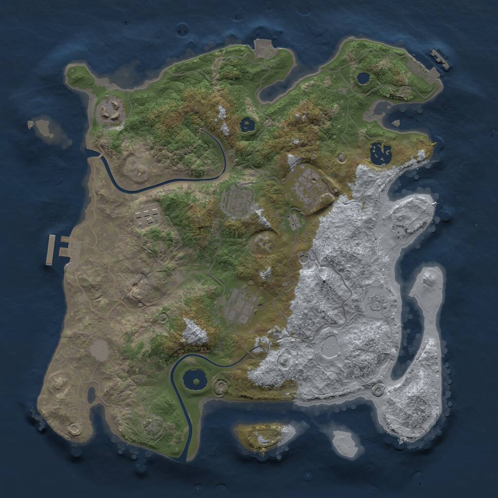 Rust Map: Procedural Map, Size: 3270, Seed: 12878, 12 Monuments