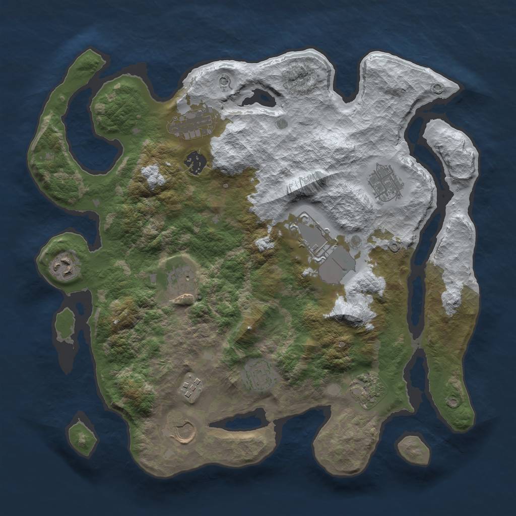 Rust Map: Barren, Size: 3600, Seed: 2038, 13 Monuments