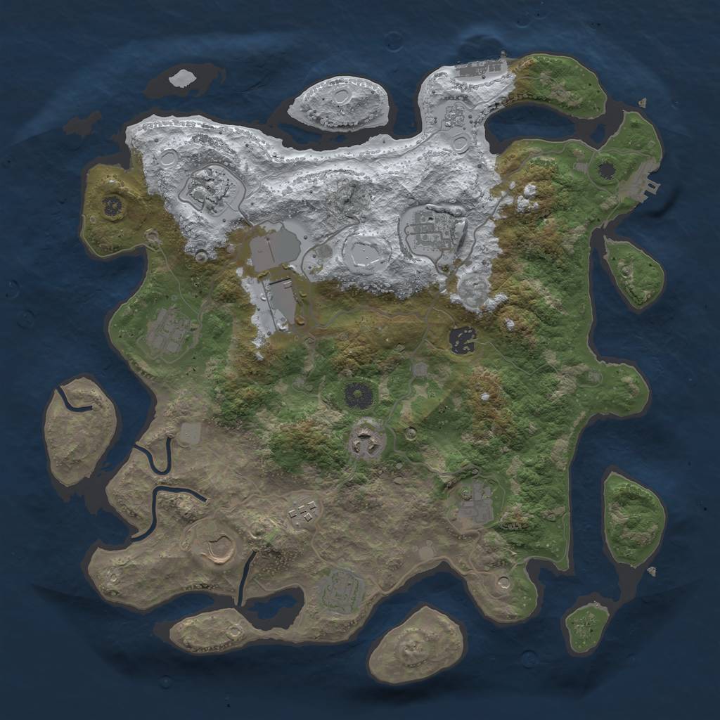 Rust Map: Procedural Map, Size: 3800, Seed: 1969594569, 19 Monuments