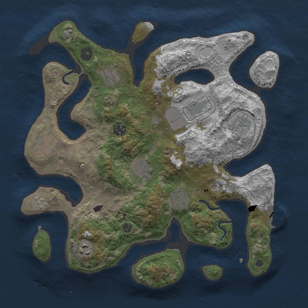 Rust Map: Procedural Map, Size: 3500, Seed: 1986422998, 16 Monuments