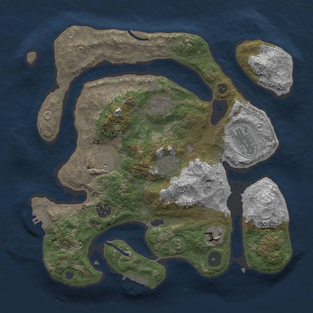 Rust Map: Procedural Map, Size: 3250, Seed: 344709200, 14 Monuments