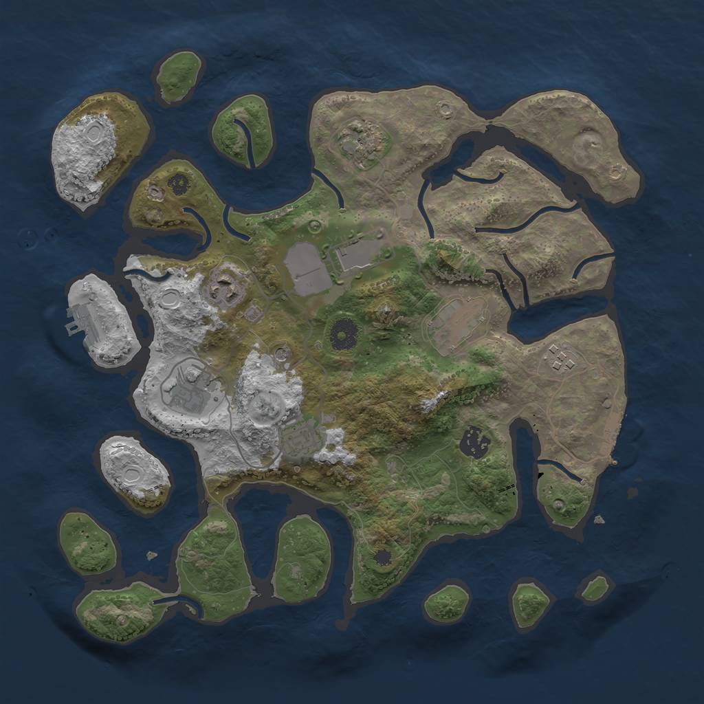 Rust Map: Procedural Map, Size: 3500, Seed: 296415708, 16 Monuments