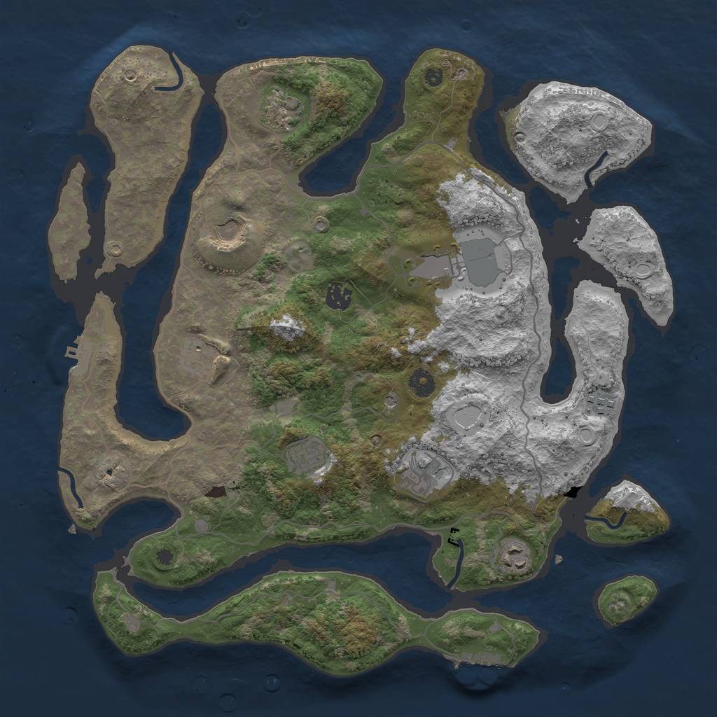 Rust Map: Procedural Map, Size: 4000, Seed: 758663074, 17 Monuments