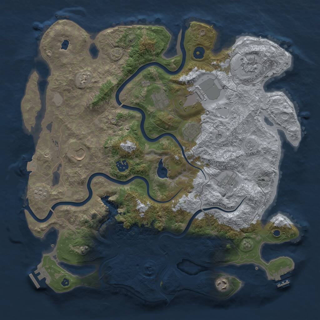 Rust Map: Procedural Map, Size: 4000, Seed: 758663074, 15 Monuments