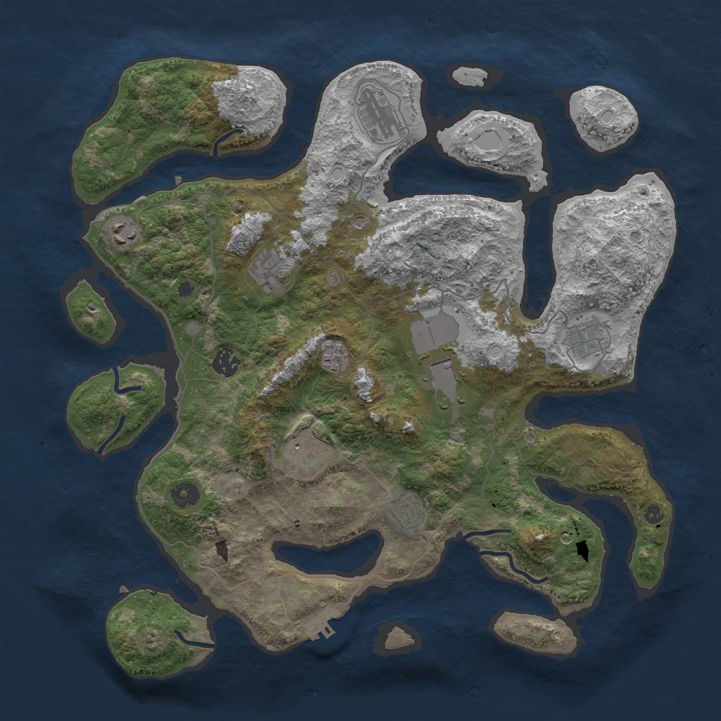 Rust Map: Procedural Map, Size: 4000, Seed: 51235, 16 Monuments