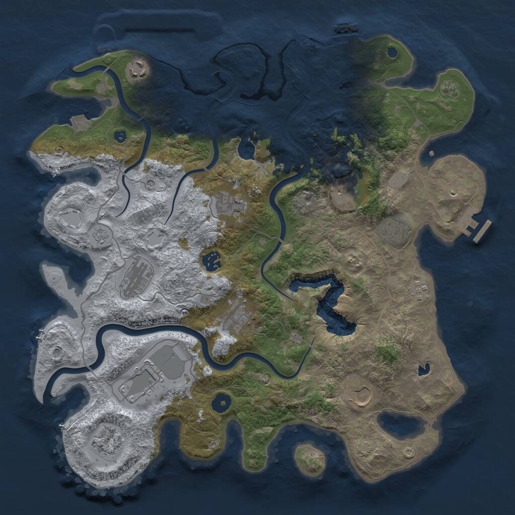 Rust Map: Procedural Map, Size: 4000, Seed: 913757, 17 Monuments