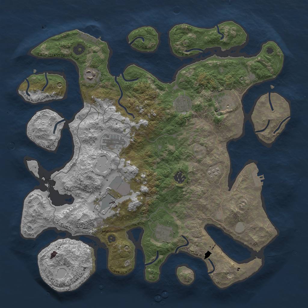 Rust Map: Procedural Map, Size: 4000, Seed: 913757, 16 Monuments