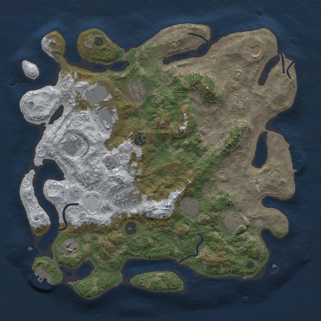 Rust Map: Procedural Map, Size: 3850, Seed: 1818852275, 20 Monuments