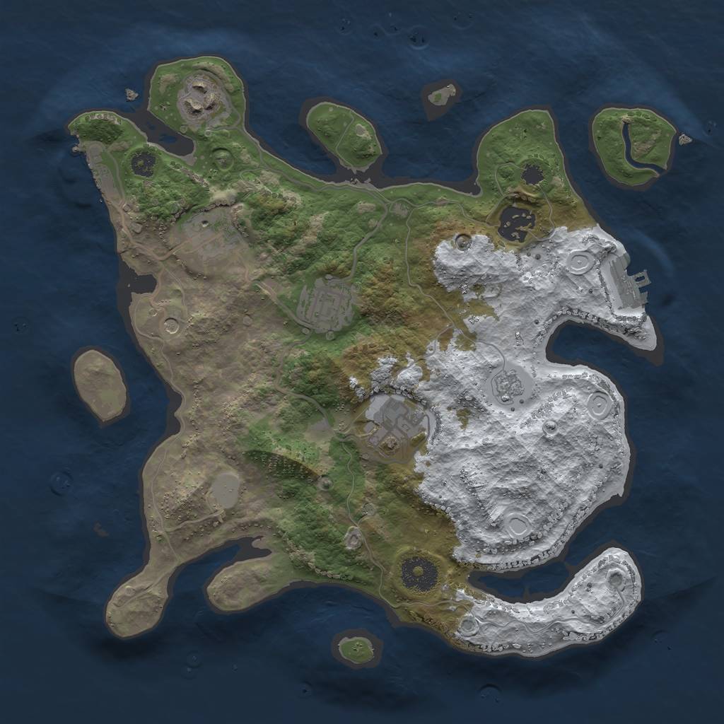 Rust Map: Procedural Map, Size: 3000, Seed: 193456, 14 Monuments