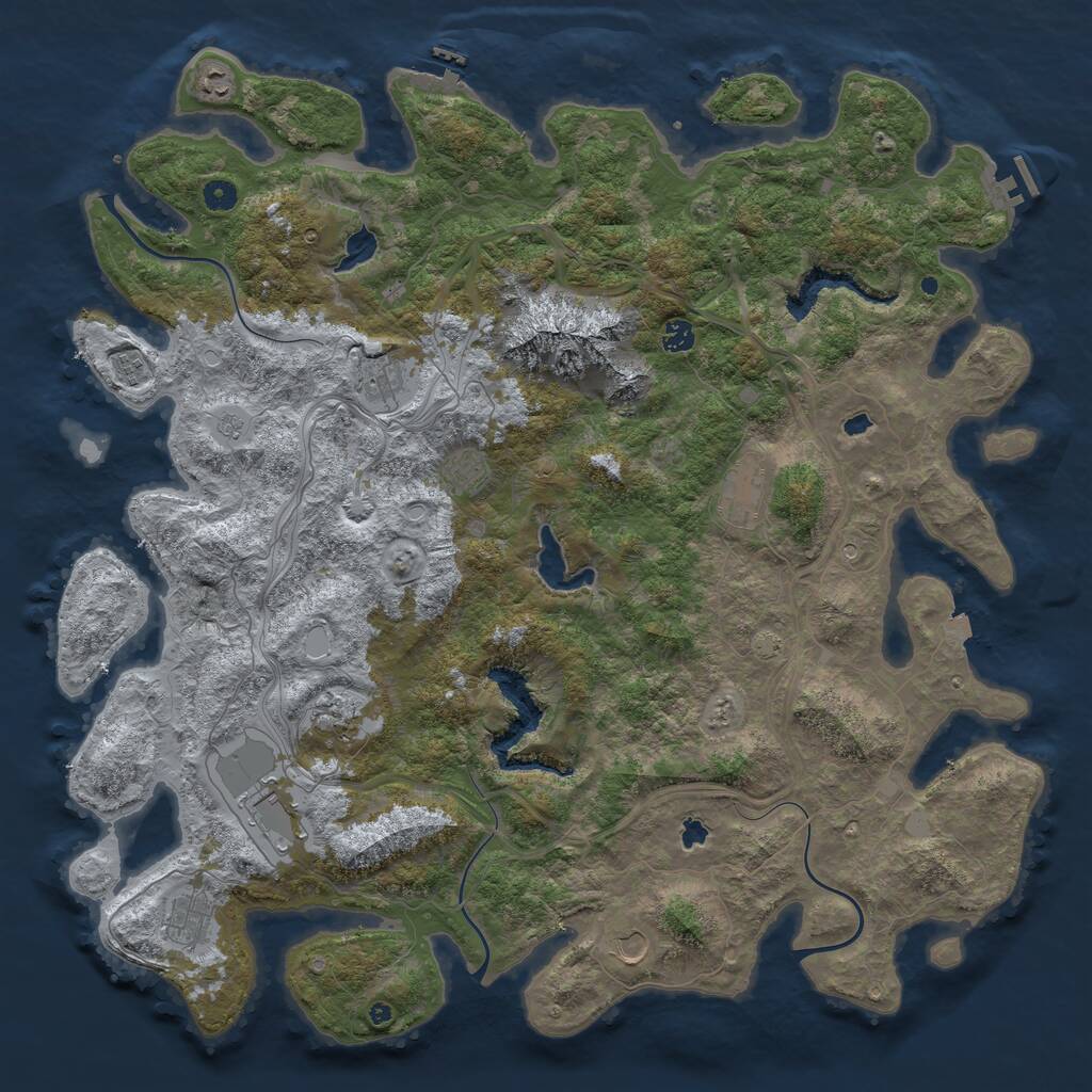 Rust Map: Procedural Map, Size: 5000, Seed: 12217773, 16 Monuments