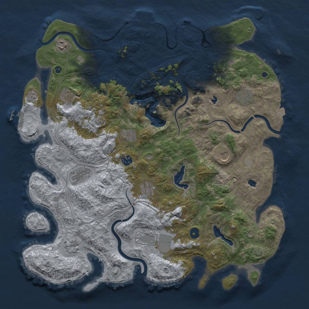 Rust Map: Procedural Map, Size: 4500, Seed: 575156669, 17 Monuments
