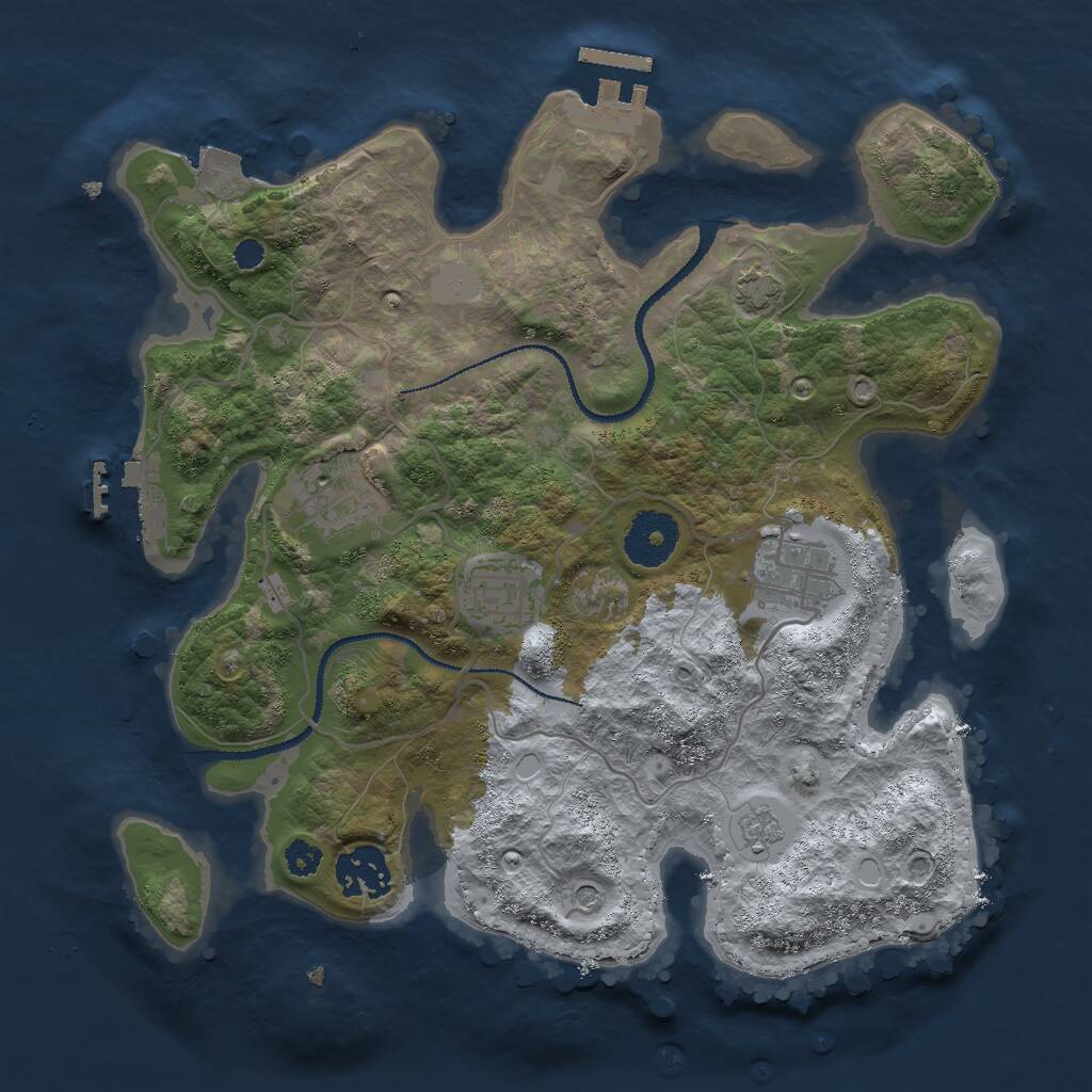 Rust Map: Procedural Map, Size: 3000, Seed: 45325, 10 Monuments