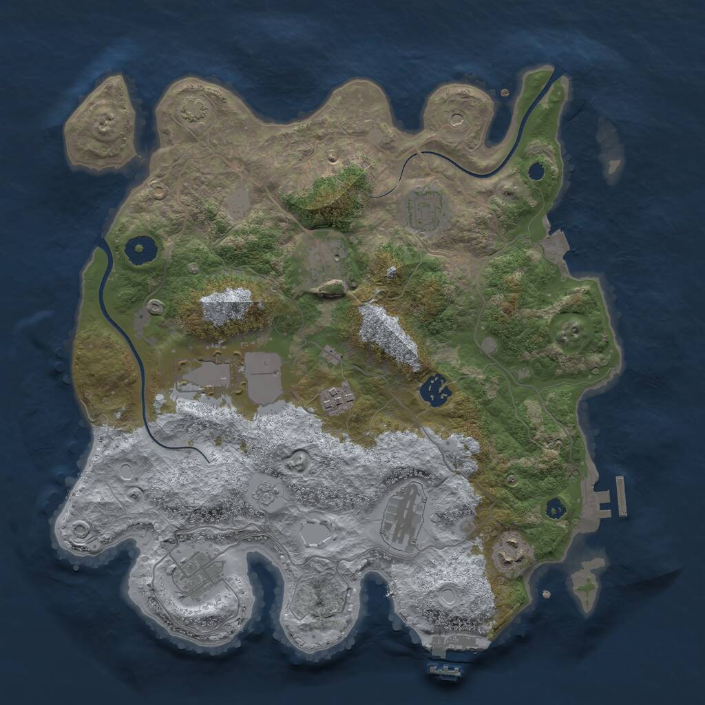 Rust Map: Procedural Map, Size: 3500, Seed: 322068870, 14 Monuments