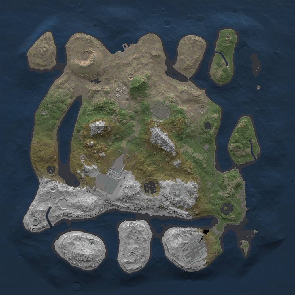 Rust Map: Procedural Map, Size: 3500, Seed: 322068870, 14 Monuments