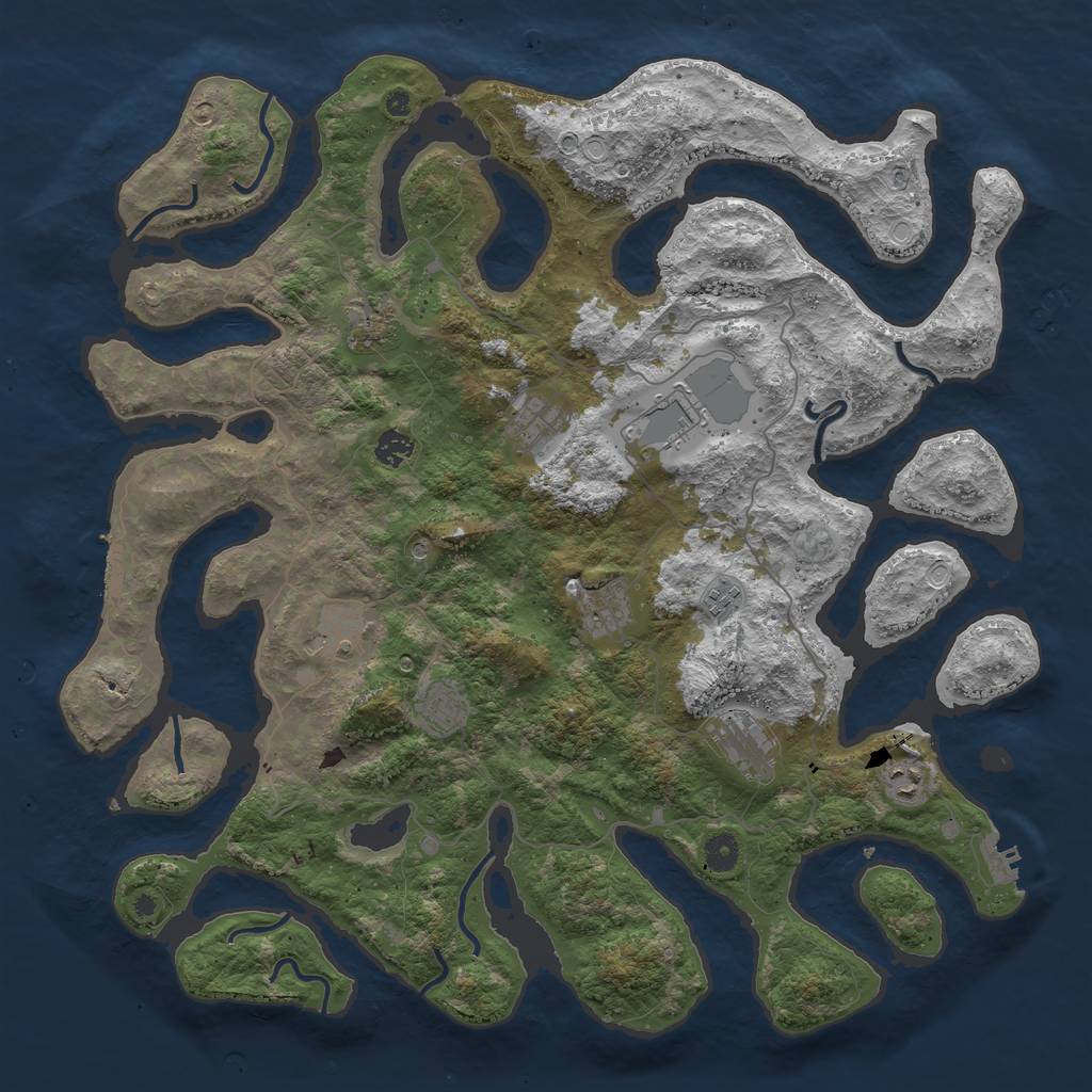 Rust Map: Procedural Map, Size: 4500, Seed: 1845796768, 18 Monuments