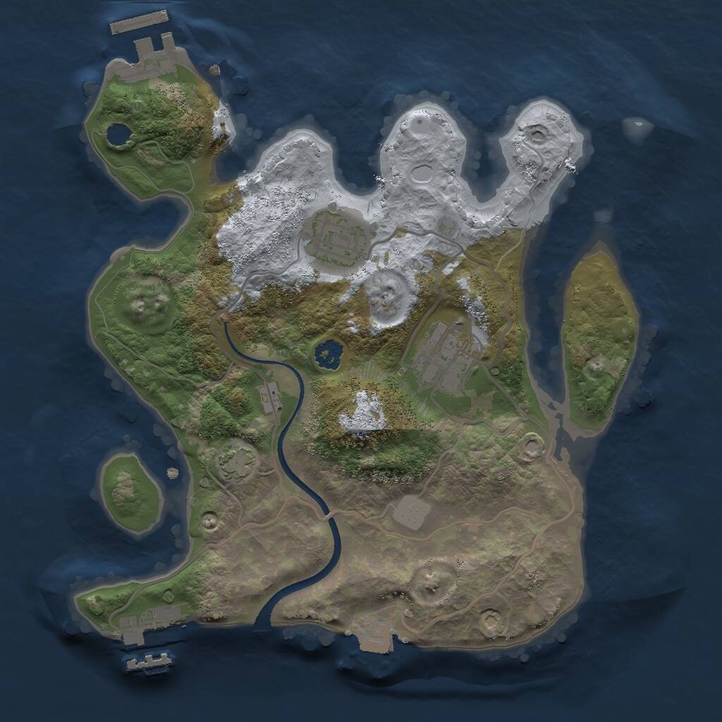 Rust Map: Procedural Map, Size: 2500, Seed: 5468548, 6 Monuments