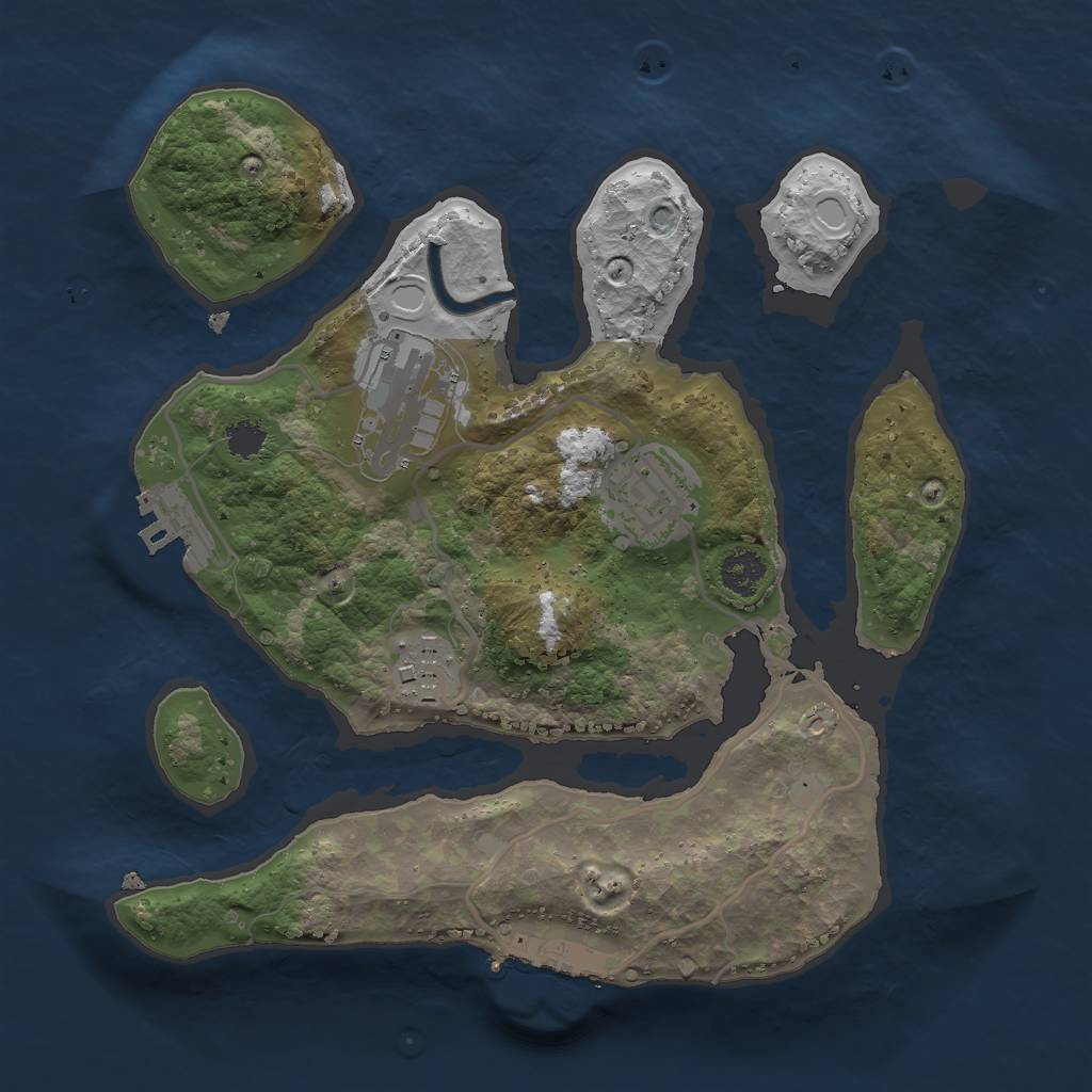 Rust Map: Procedural Map, Size: 2500, Seed: 5468548, 10 Monuments