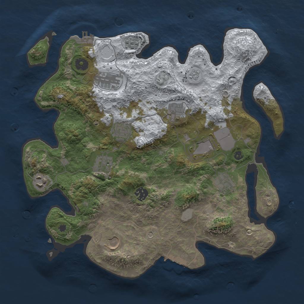 Rust Map: Procedural Map, Size: 3500, Seed: 1642165822, 19 Monuments