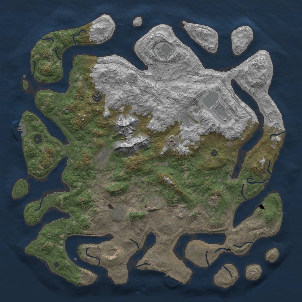 Rust Map: Procedural Map, Size: 5000, Seed: 677866873, 19 Monuments