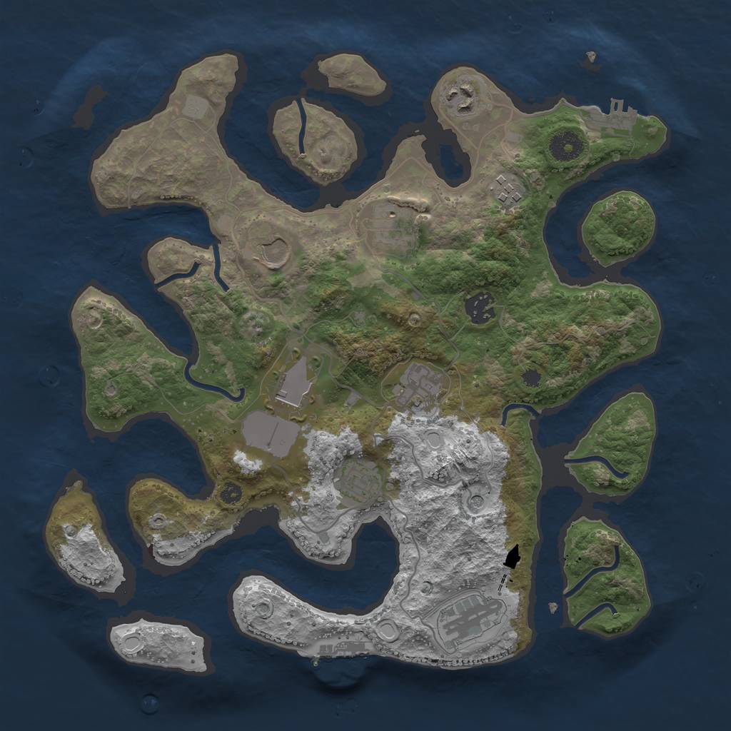 Rust Map: Procedural Map, Size: 3500, Seed: 1828674150, 17 Monuments