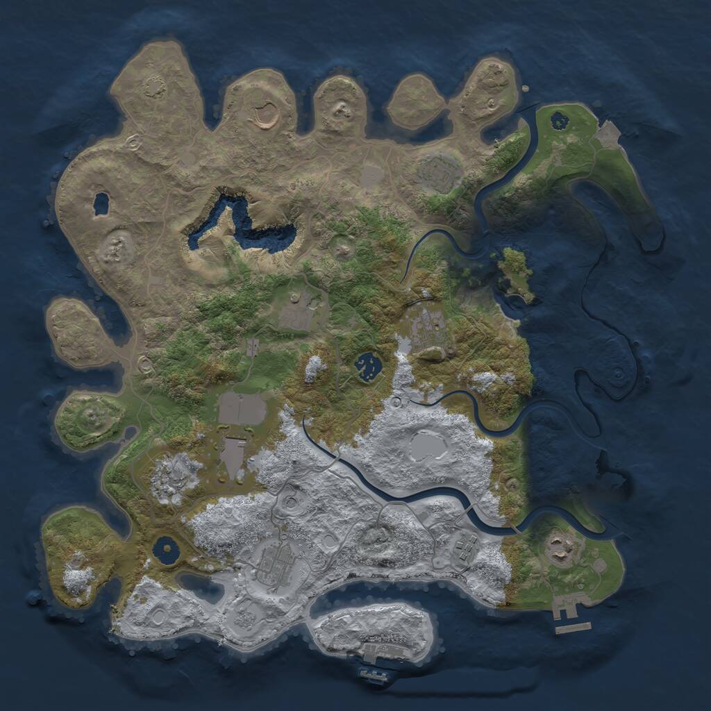 Rust Map: Procedural Map, Size: 4000, Seed: 365, 16 Monuments