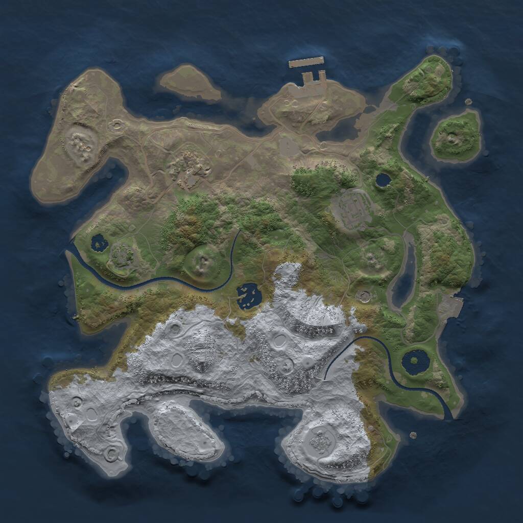 Rust Map: Procedural Map, Size: 3000, Seed: 122966, 8 Monuments