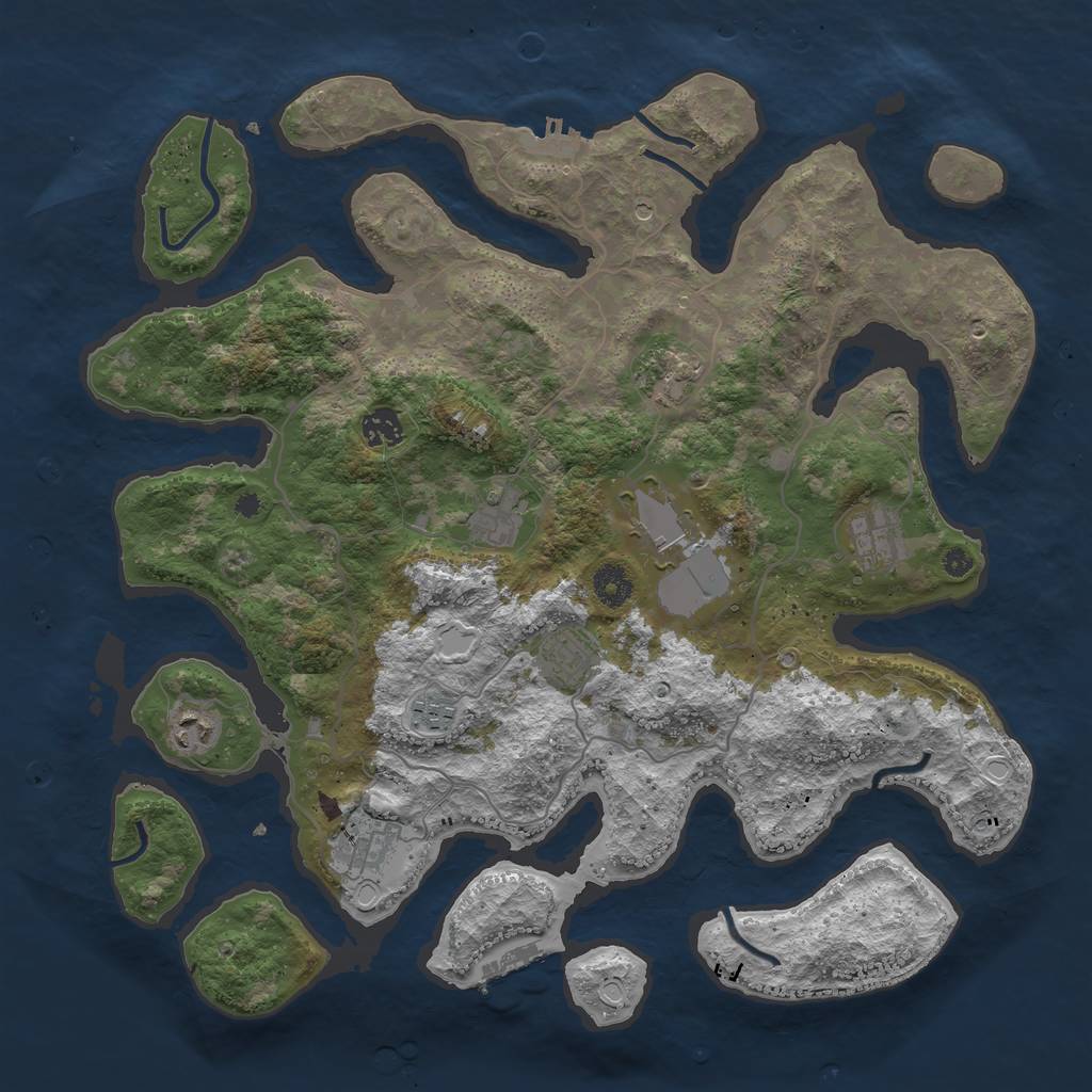 Rust Map: Procedural Map, Size: 4000, Seed: 52304, 17 Monuments