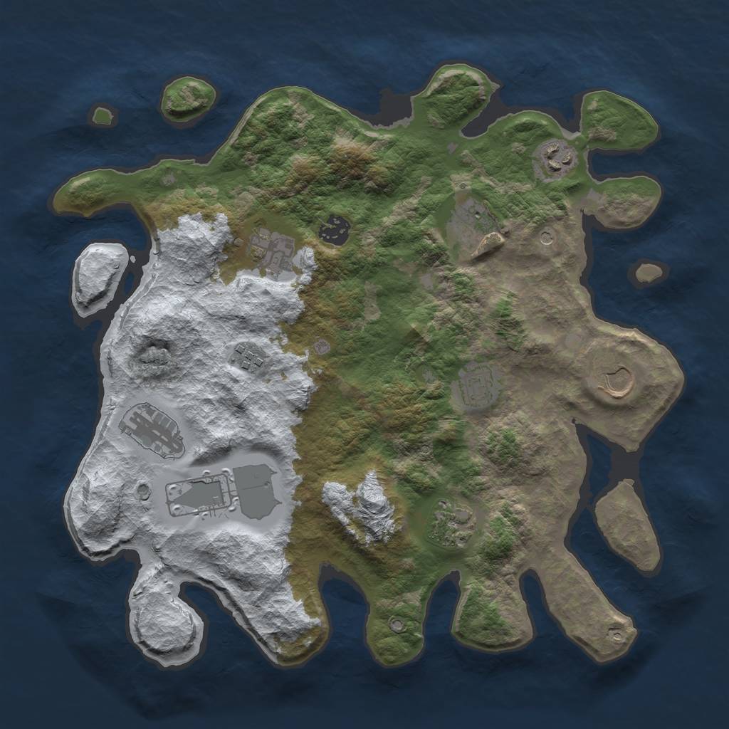 Rust Map: Barren, Size: 3600, Seed: 20601, 13 Monuments