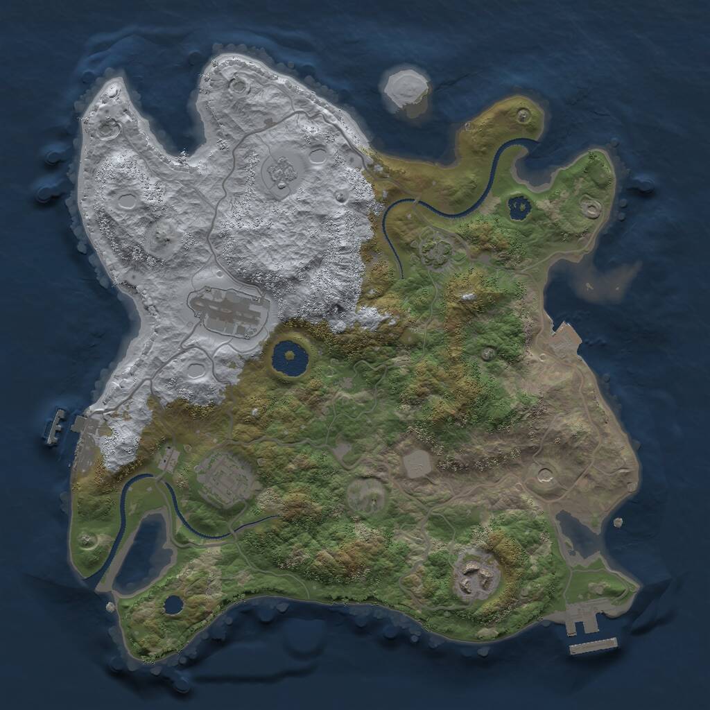 Rust Map: Procedural Map, Size: 3000, Seed: 619074371, 9 Monuments