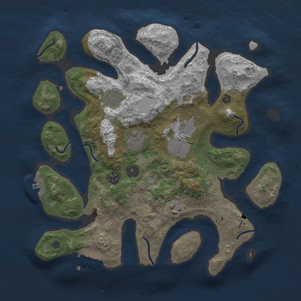 Rust Map: Procedural Map, Size: 3500, Seed: 433222, 14 Monuments