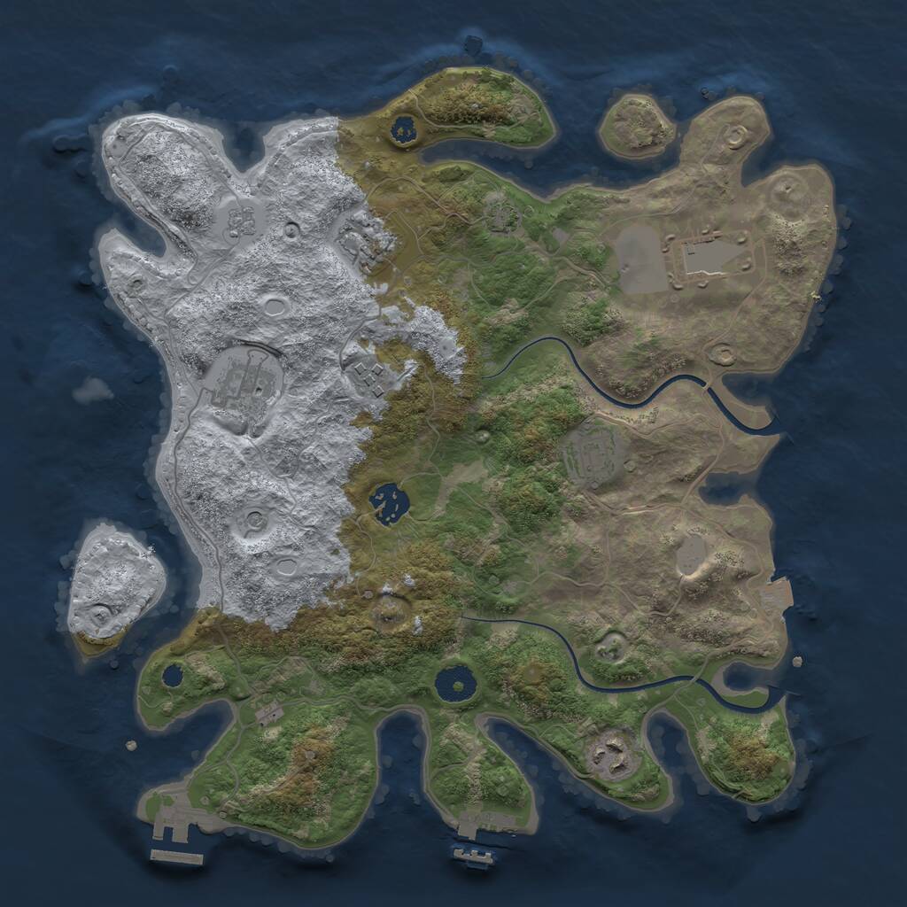 Rust Map: Procedural Map, Size: 3500, Seed: 24921, 13 Monuments