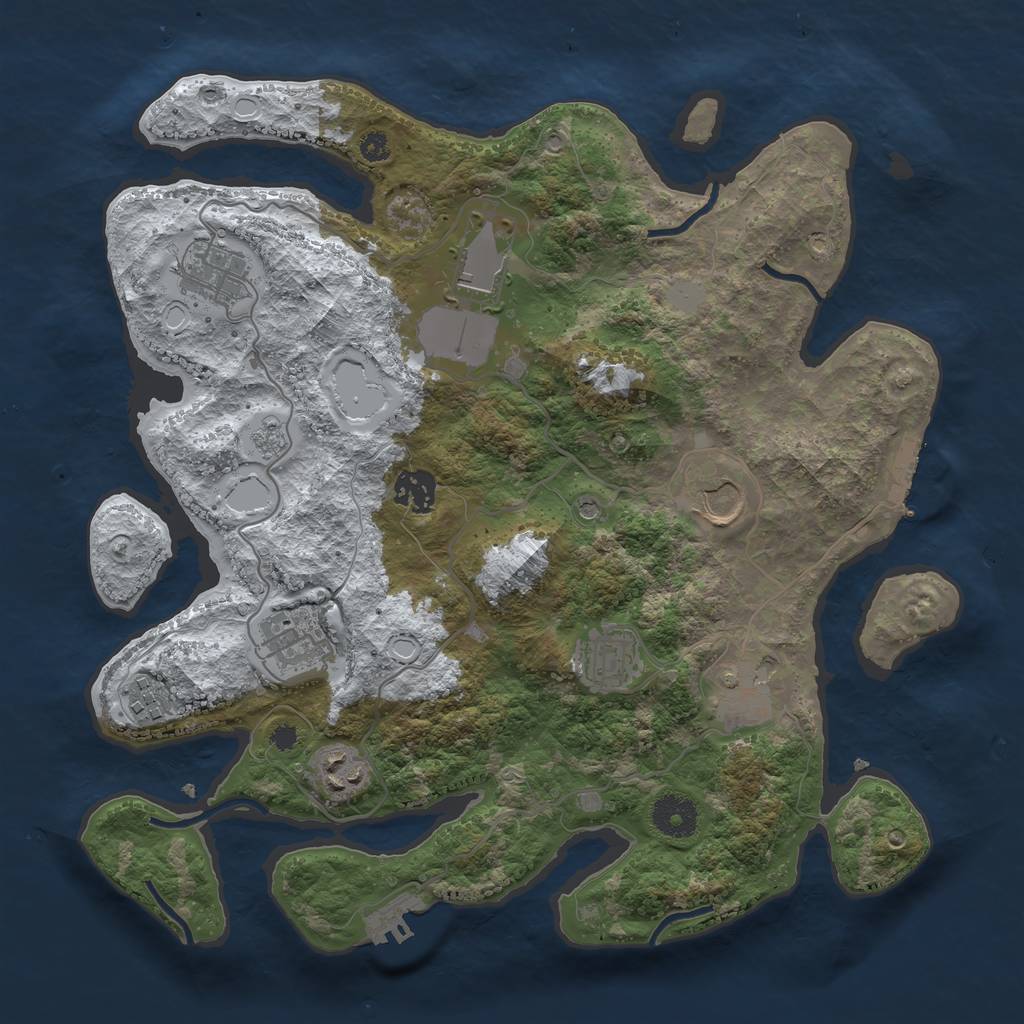 Rust Map: Procedural Map, Size: 3500, Seed: 3566, 18 Monuments