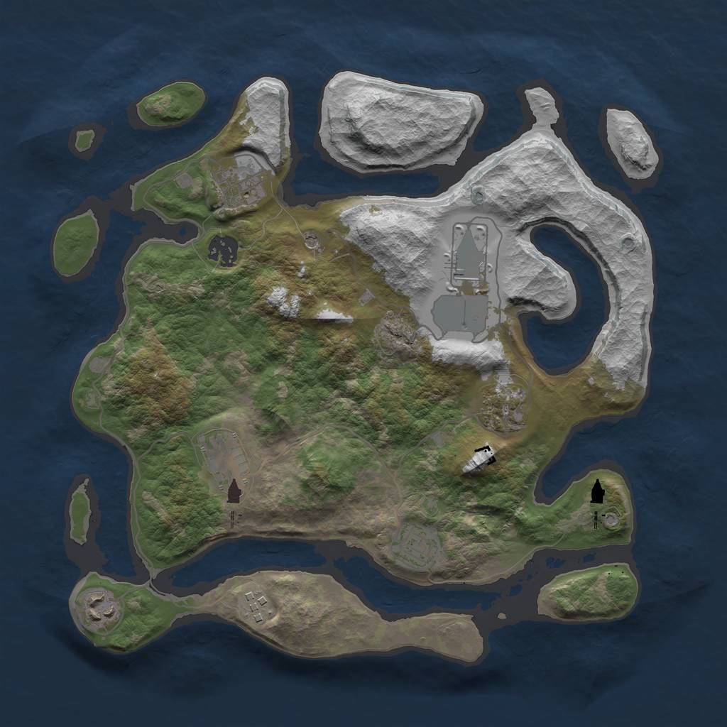 Rust Map: Barren, Size: 3500, Seed: 1625867924, 11 Monuments