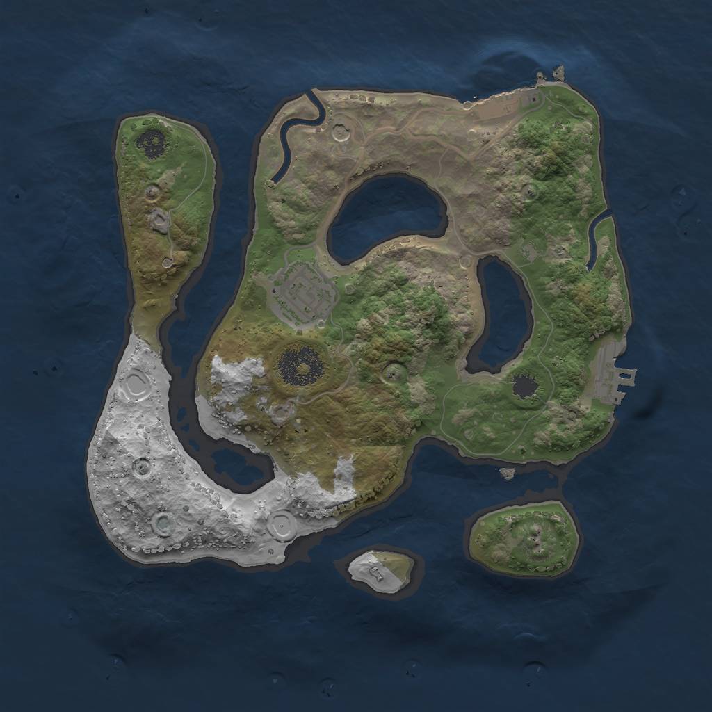 Rust Map: Procedural Map, Size: 2500, Seed: 1203231, 9 Monuments