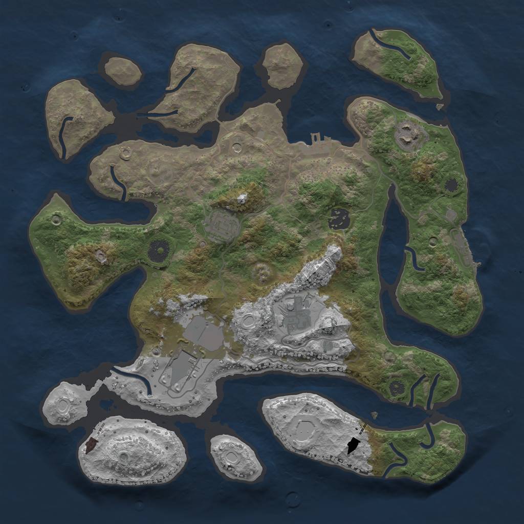 Rust Map: Procedural Map, Size: 3500, Seed: 97475080, 13 Monuments