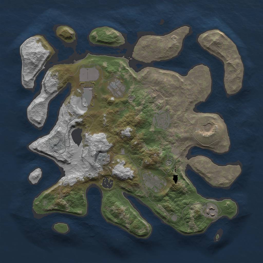 Rust Map: Barren, Size: 3500, Seed: 3502, 11 Monuments