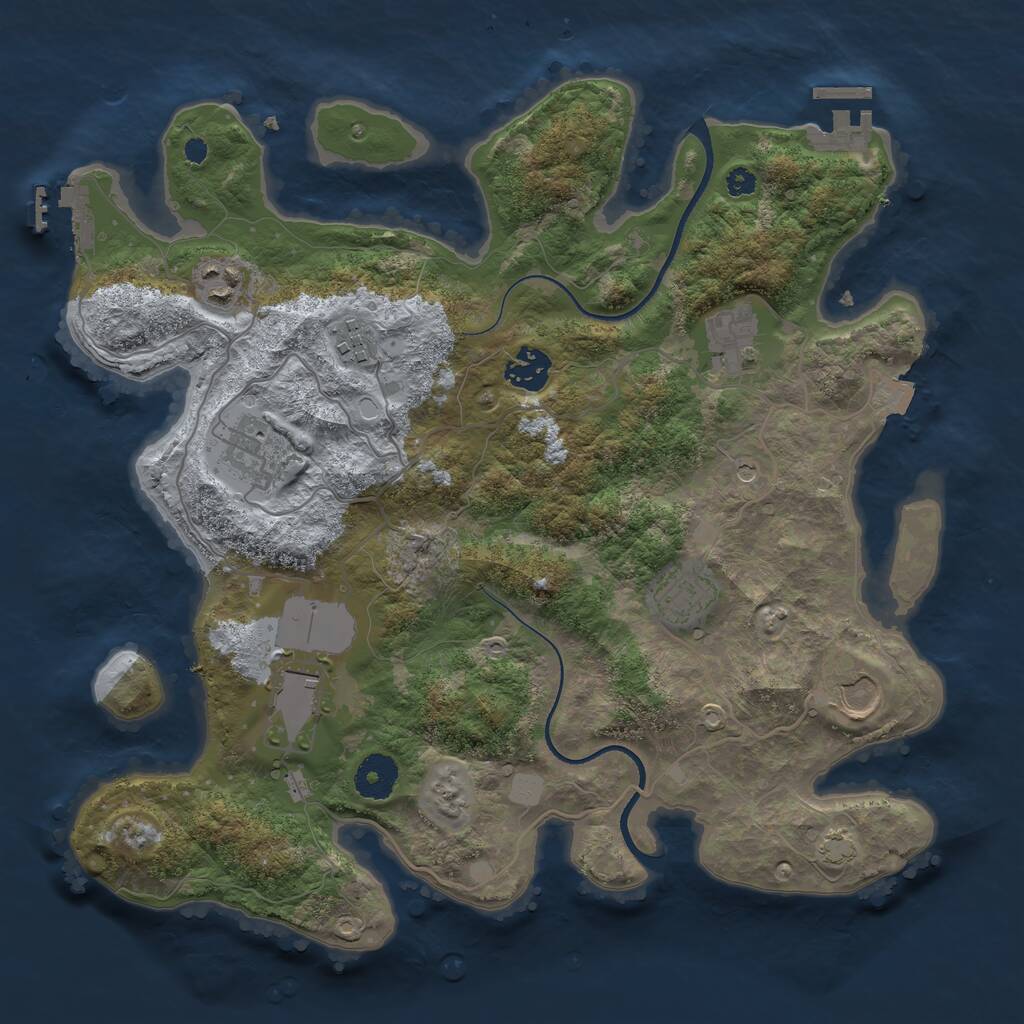 Rust Map: Procedural Map, Size: 3500, Seed: 45745, 13 Monuments