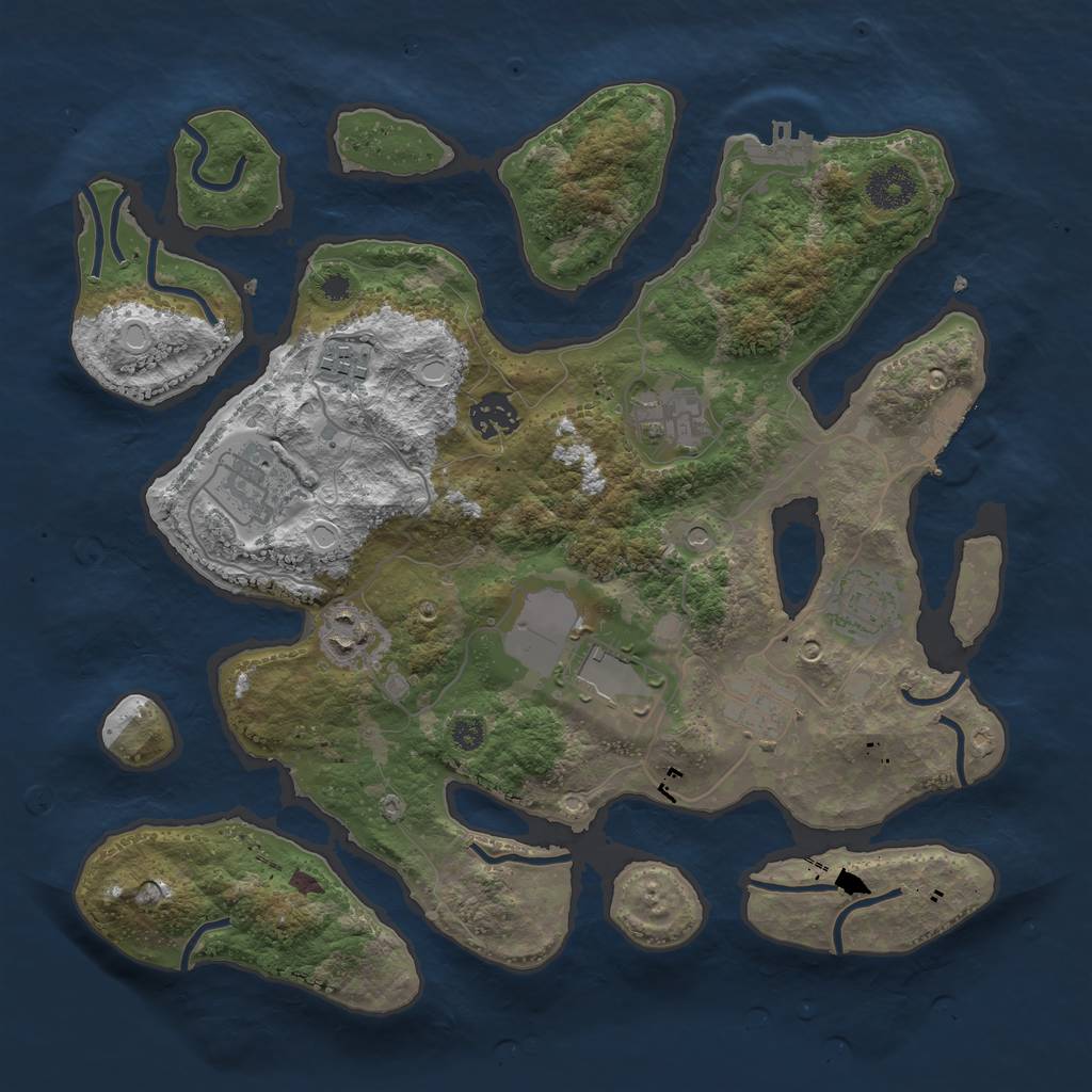 Rust Map: Procedural Map, Size: 3500, Seed: 45745, 16 Monuments