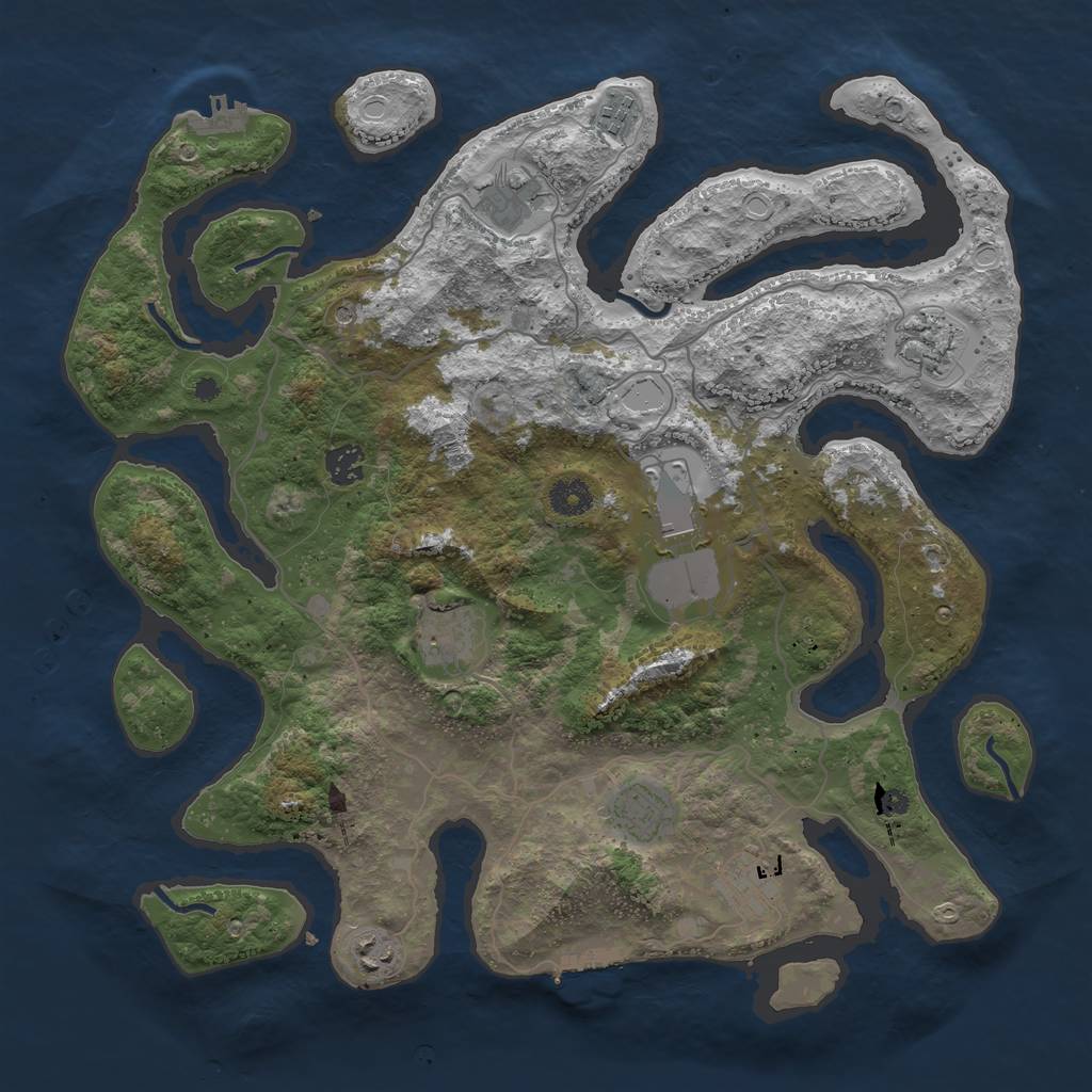 Rust Map: Procedural Map, Size: 4000, Seed: 643612784, 17 Monuments