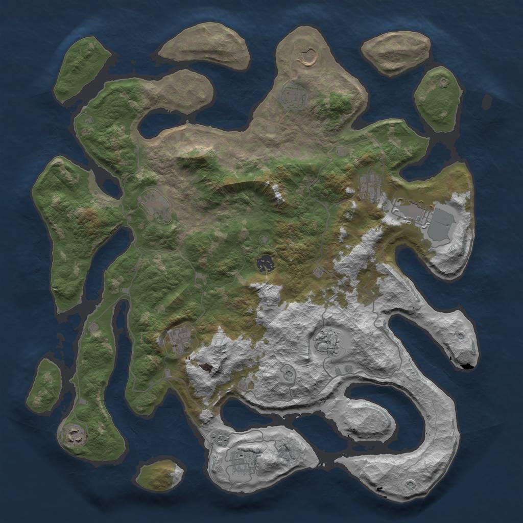 Rust Map: Barren, Size: 4500, Seed: 62409, 14 Monuments