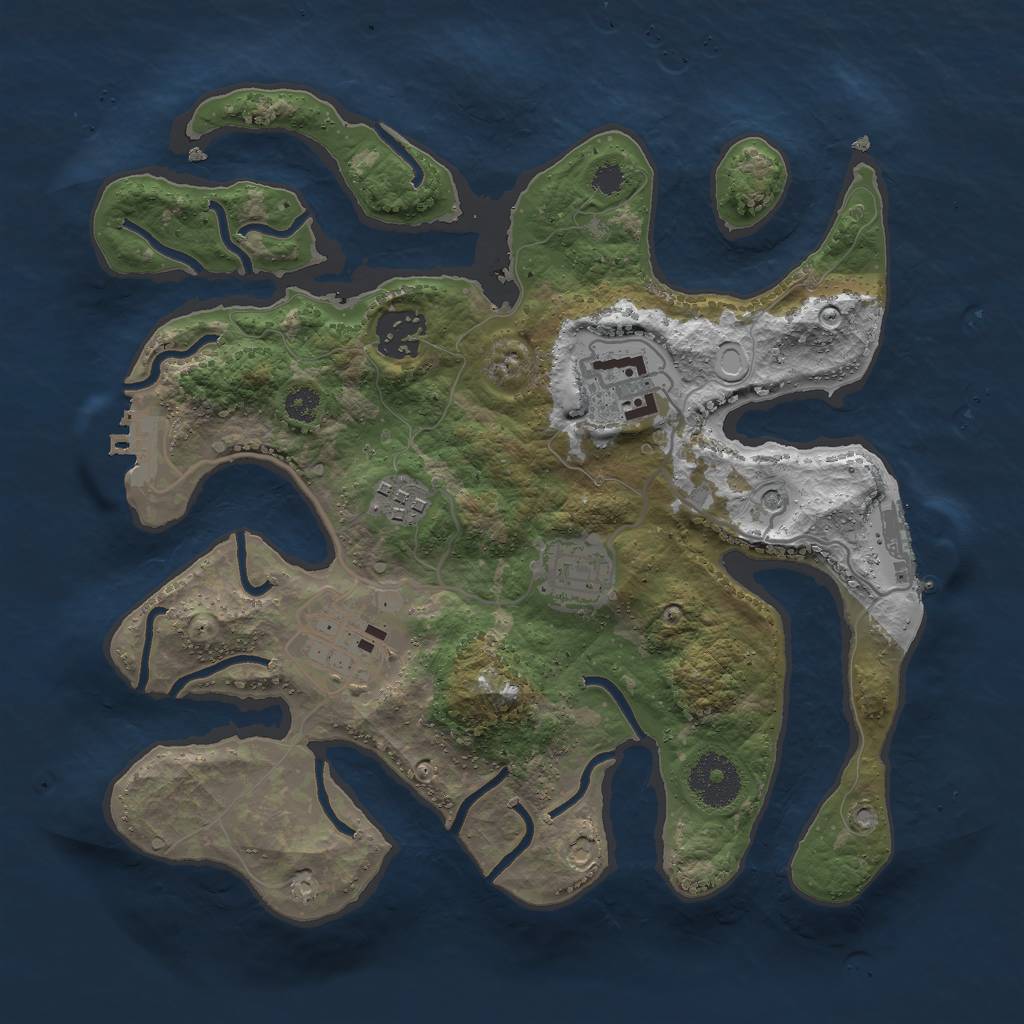 Rust Map: Procedural Map, Size: 3000, Seed: 874984777, 13 Monuments