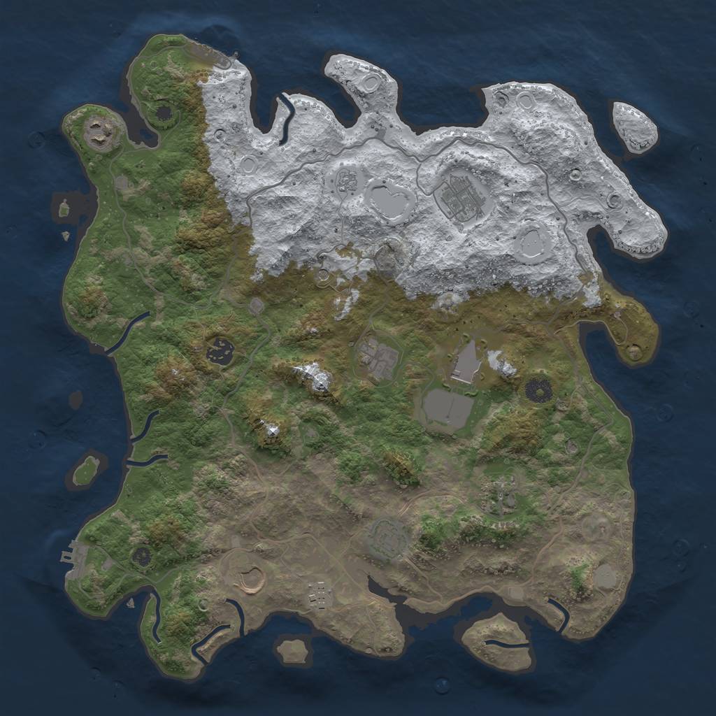 Rust Map: Procedural Map, Size: 4000, Seed: 266548, 18 Monuments