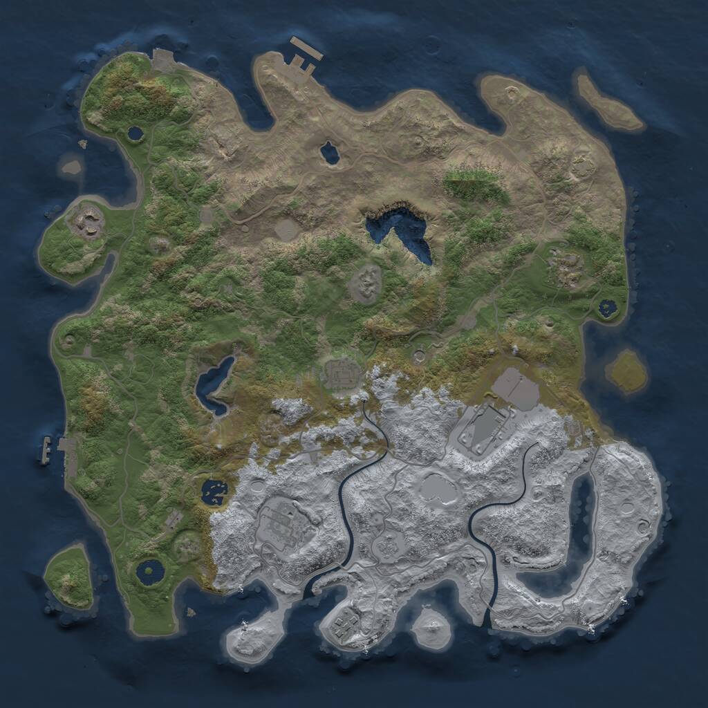 Rust Map: Procedural Map, Size: 4000, Seed: 325948, 13 Monuments
