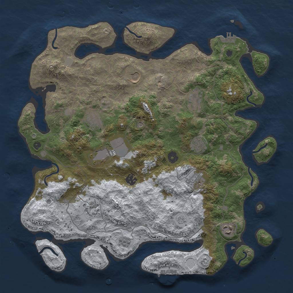 Rust Map: Procedural Map, Size: 4000, Seed: 1695561389, 19 Monuments