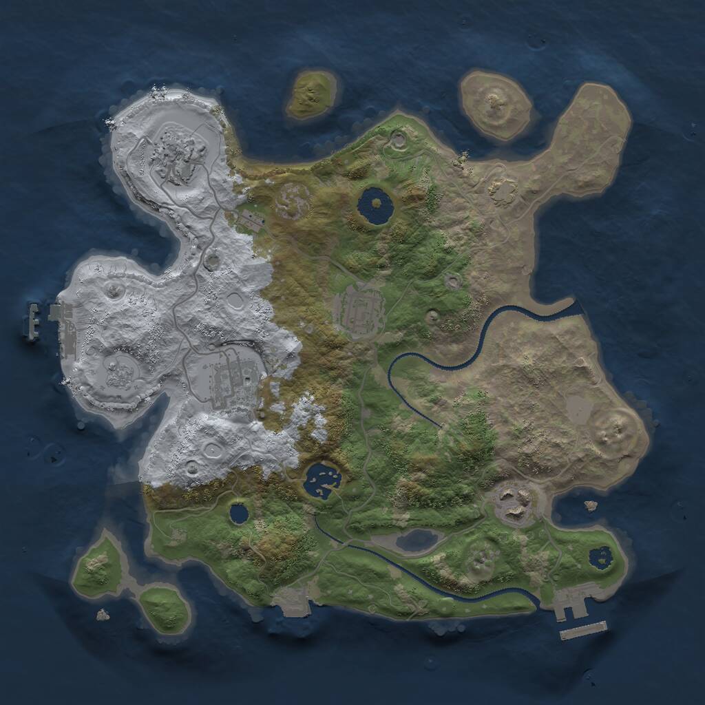 Rust Map: Procedural Map, Size: 3000, Seed: 328215, 10 Monuments